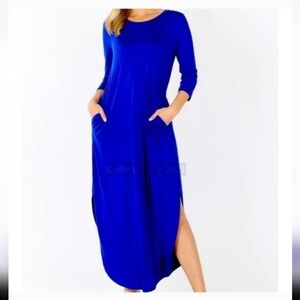 Elaine Flow: Blue Royalty Crew Neck Maxi Dress